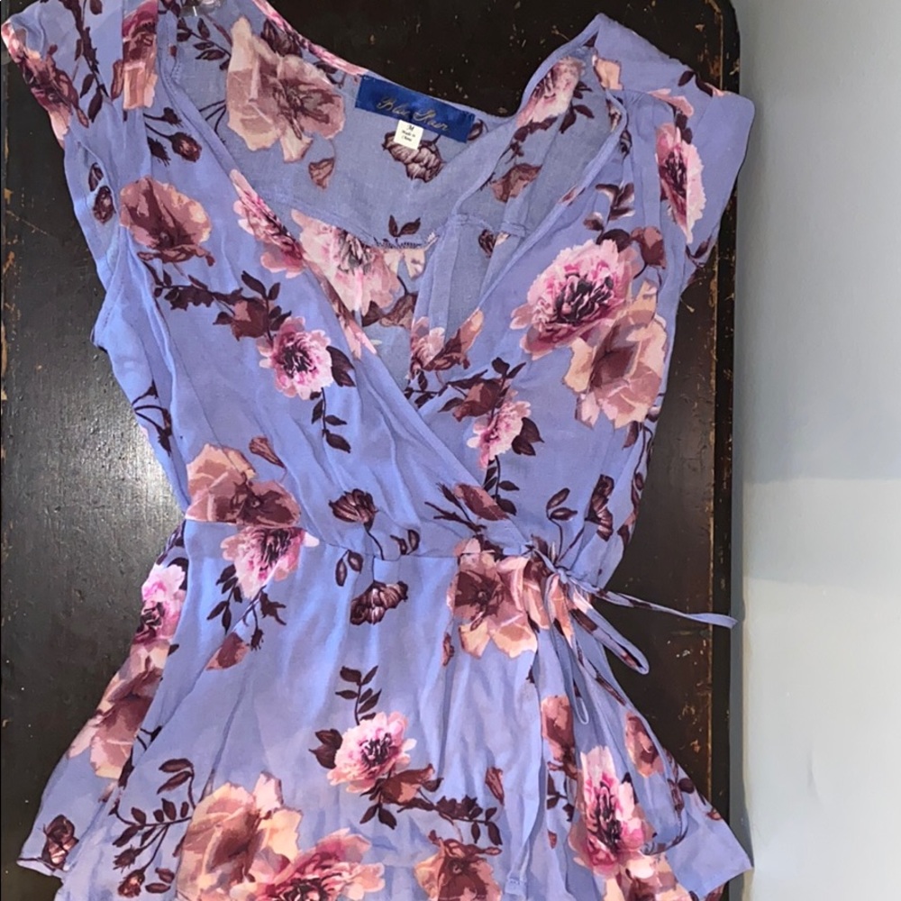 Blue Rain Floral Top